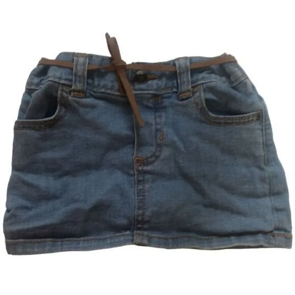 Girls Denim‎ Skirt Mini Skirt with Belt, Jean Skirt, Casual, Cute
